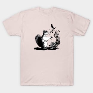 A squirrel doing magic, pink T-Shirt